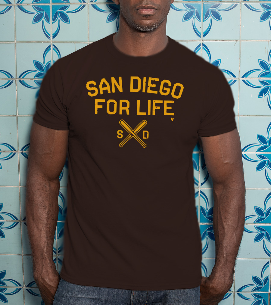 San Diego For Life SD Crossed Baseball Bats T-Shirt
