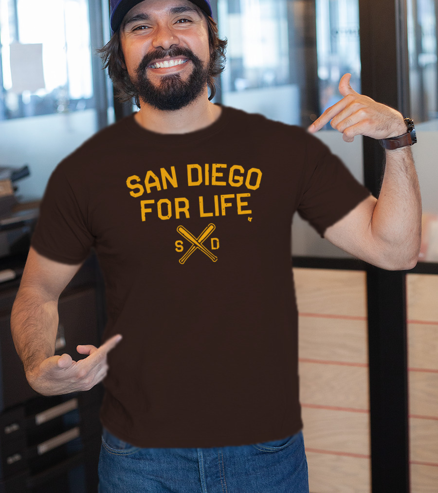 San Diego For Life SD Crossed Baseball Bats T-Shirt