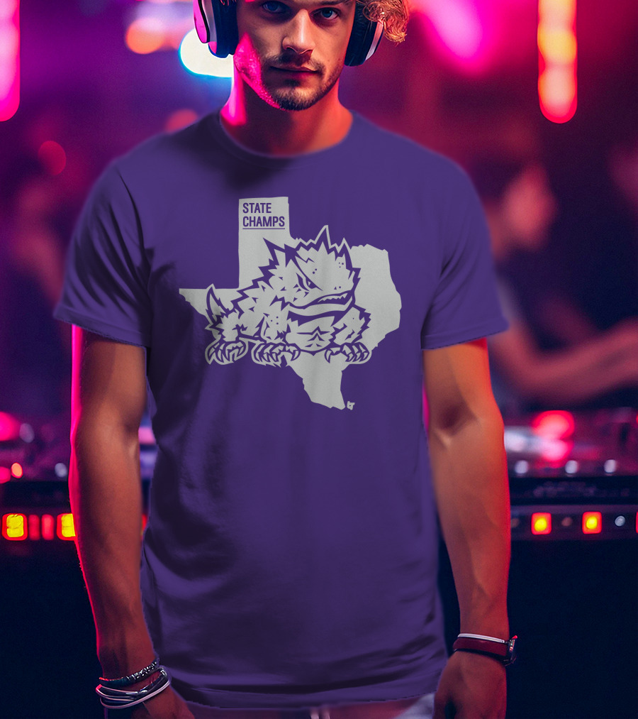 TCU State Champs Texas Horned Frog Outline T-Shirt