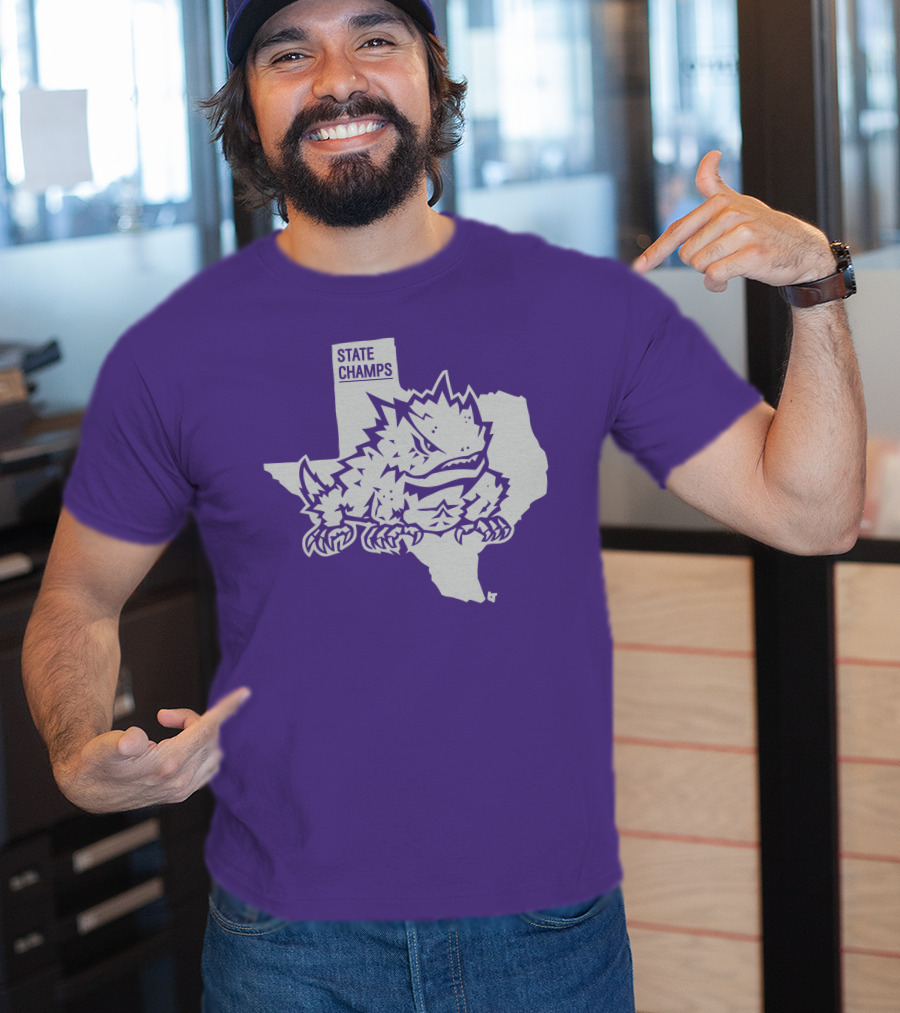 TCU State Champs Texas Horned Frog Outline T-Shirt
