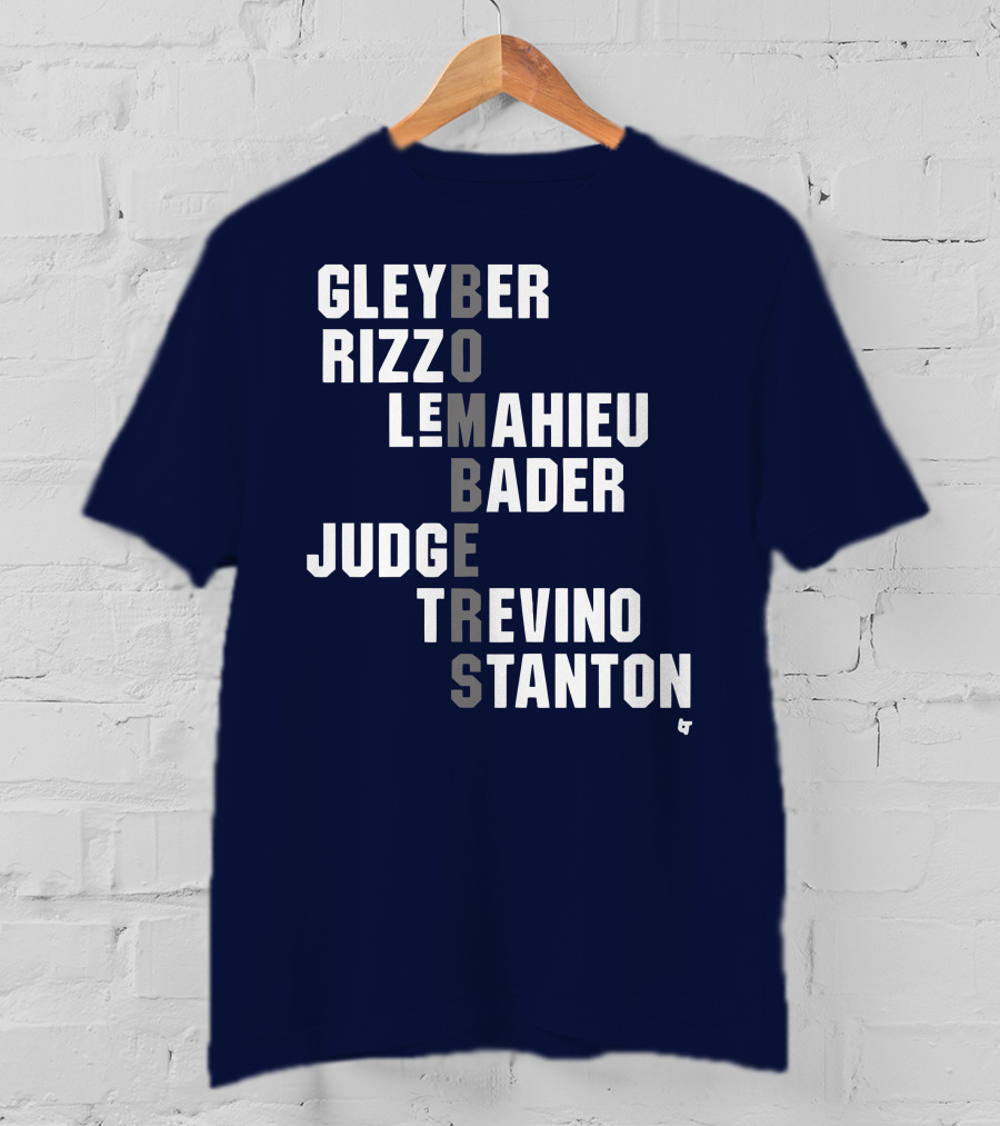 Yankees Bombers Player Names Gleyber Rizzo Judge LeMahieu Bader Trevino Stanton T-Shirt