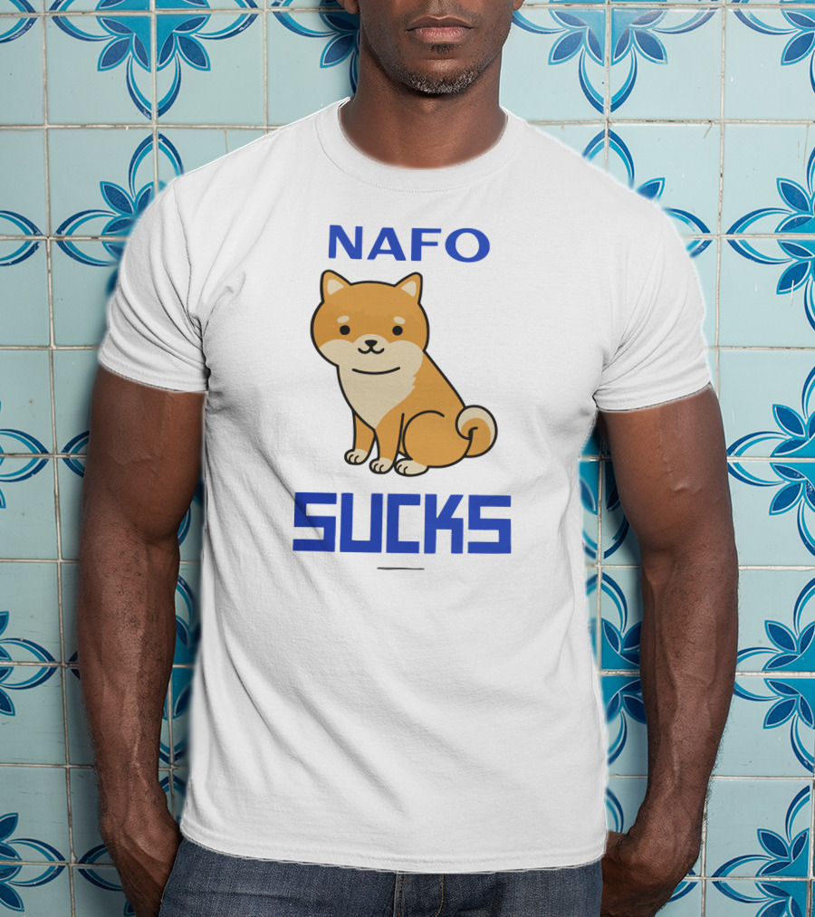 NAFO Sucks Cute Dog Cartoon T-Shirt