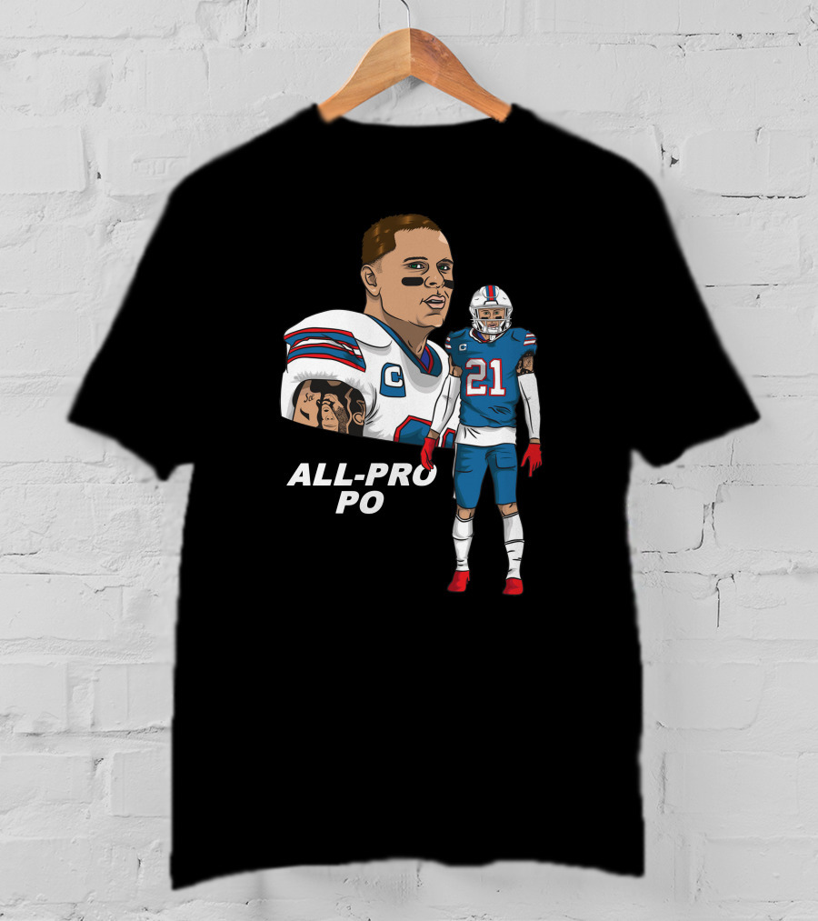 All Pro Po Football Player With Blue And Red Uniform T-Shirt