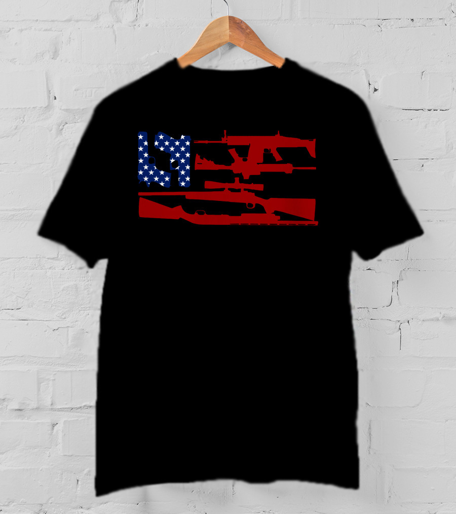 Guns And 69 American Flag Rifle T-Shirt