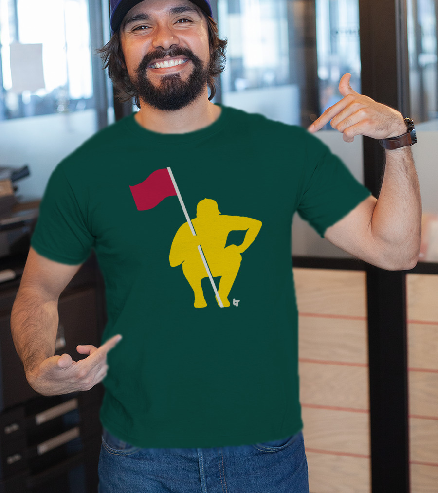 The Caddie Network April In Georgia Crouching Golfer With Red Flag T-Shirt