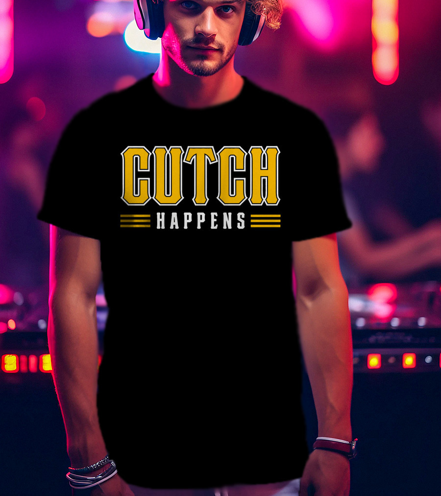 Cutch Happens Baseball Humor Yellow T-Shirt