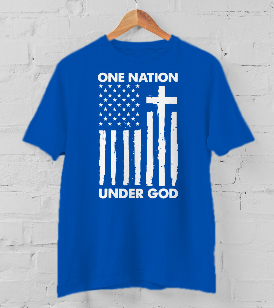 One Nation Under God American Flag Cross Stars Stripes Representation T-Shirt