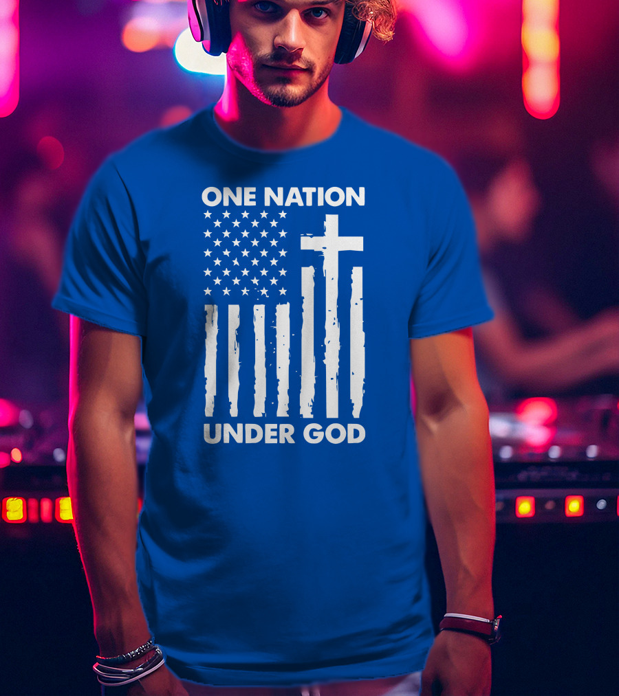 One Nation Under God American Flag Cross Stars Stripes Representation T-Shirt