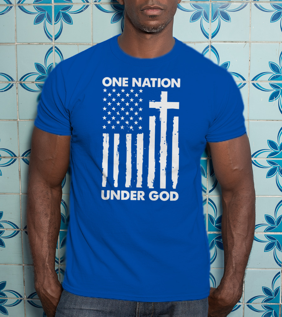 One Nation Under God American Flag Cross Stars Stripes Representation T-Shirt