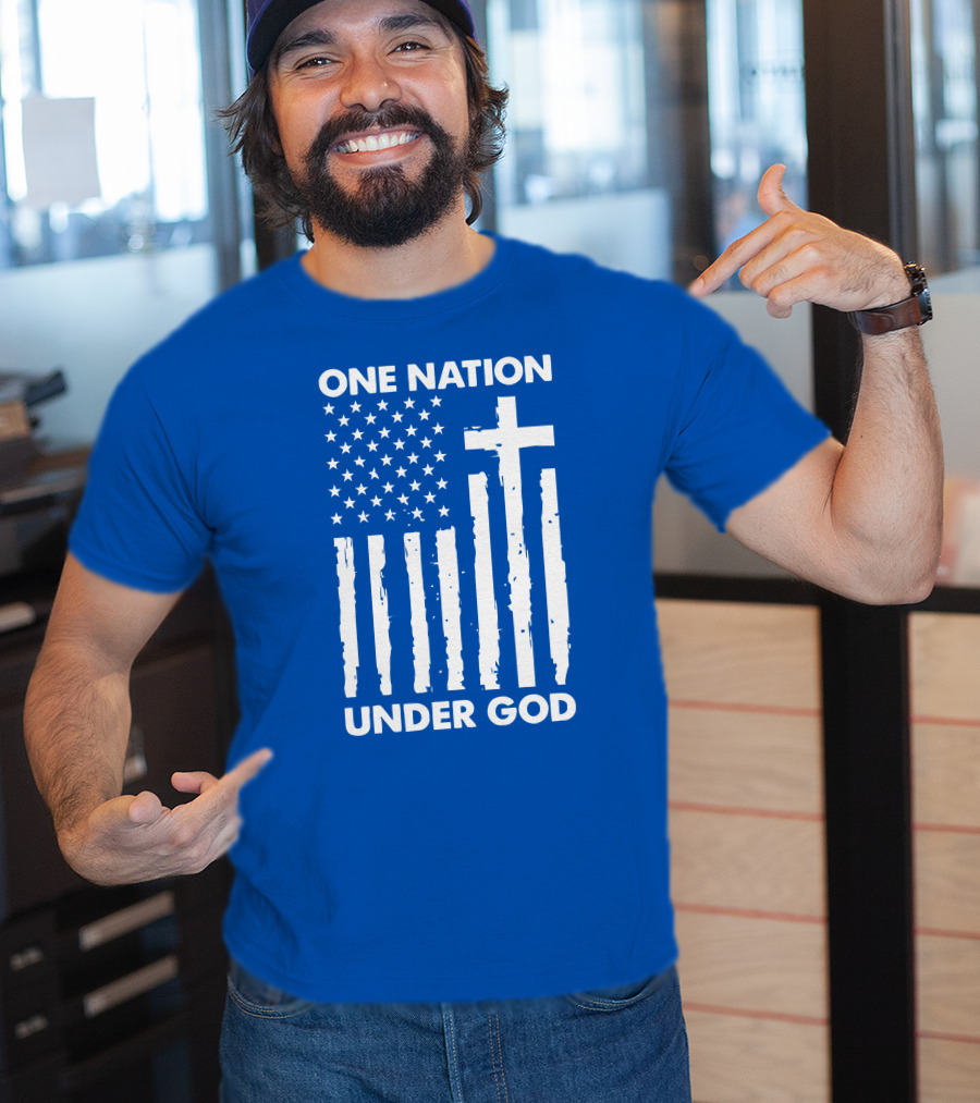 One Nation Under God American Flag Cross Stars Stripes Representation T-Shirt