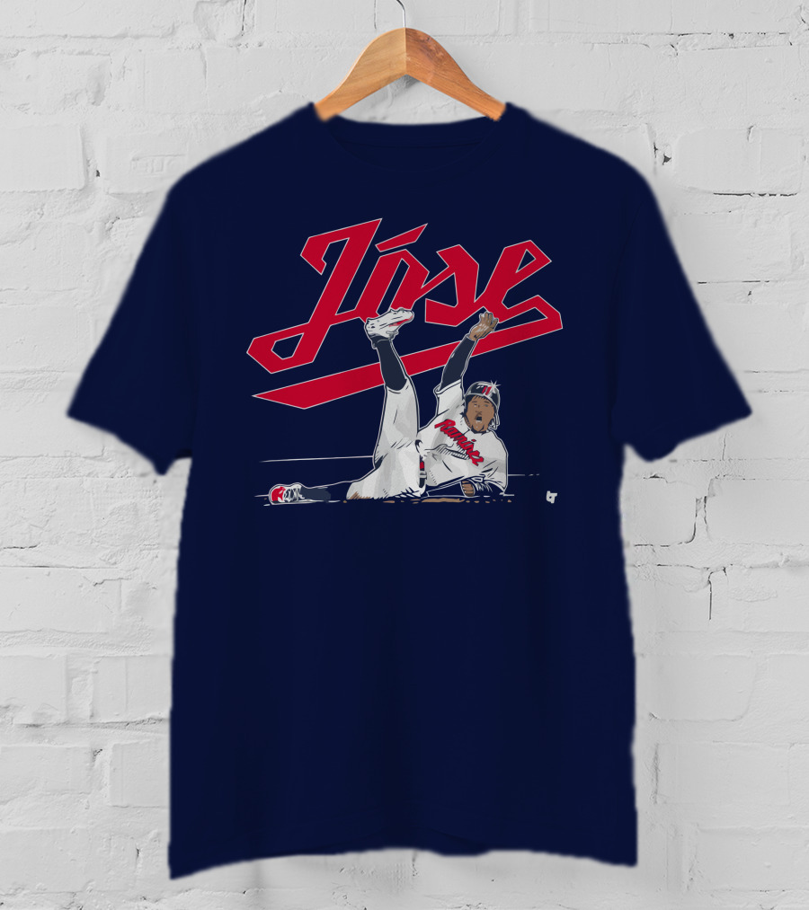 José Ramírez Slide Illustration With Cleveland Baseball Inspiration T-Shirt