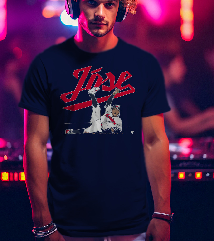 José Ramírez Slide Illustration With Cleveland Baseball Inspiration T-Shirt