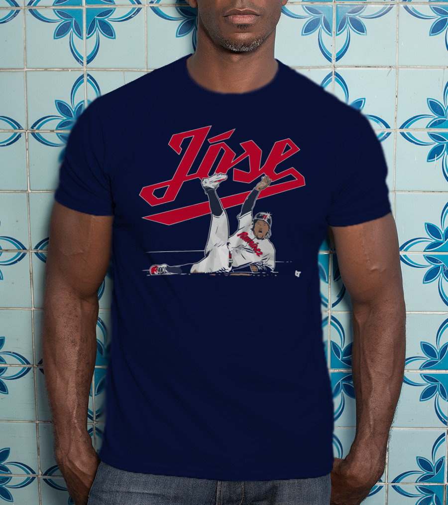 José Ramírez Slide Illustration With Cleveland Baseball Inspiration T-Shirt