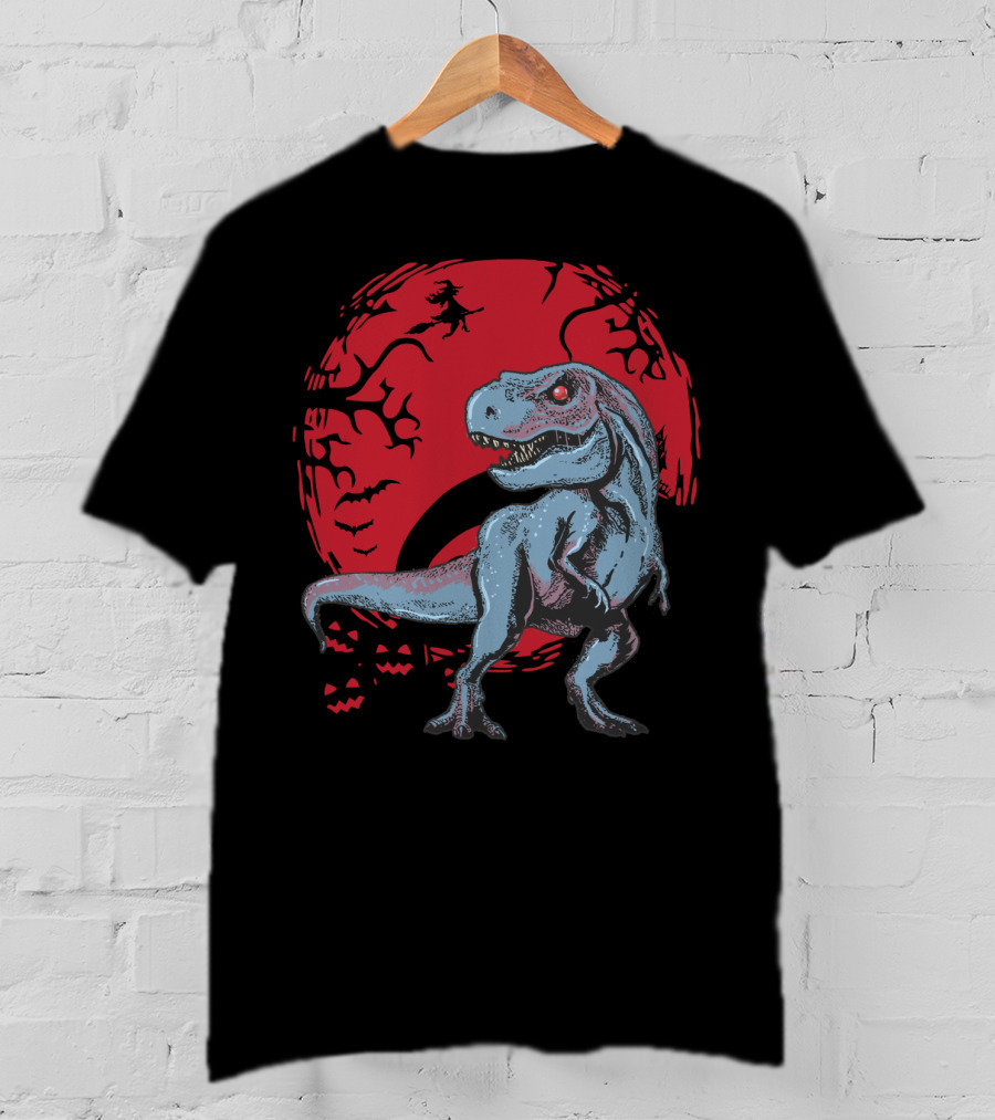 T-Rex Halloween Red Moon T-Shirt