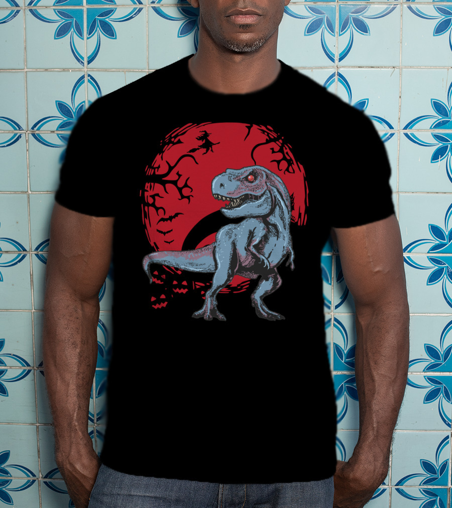 T-Rex Halloween Red Moon T-Shirt