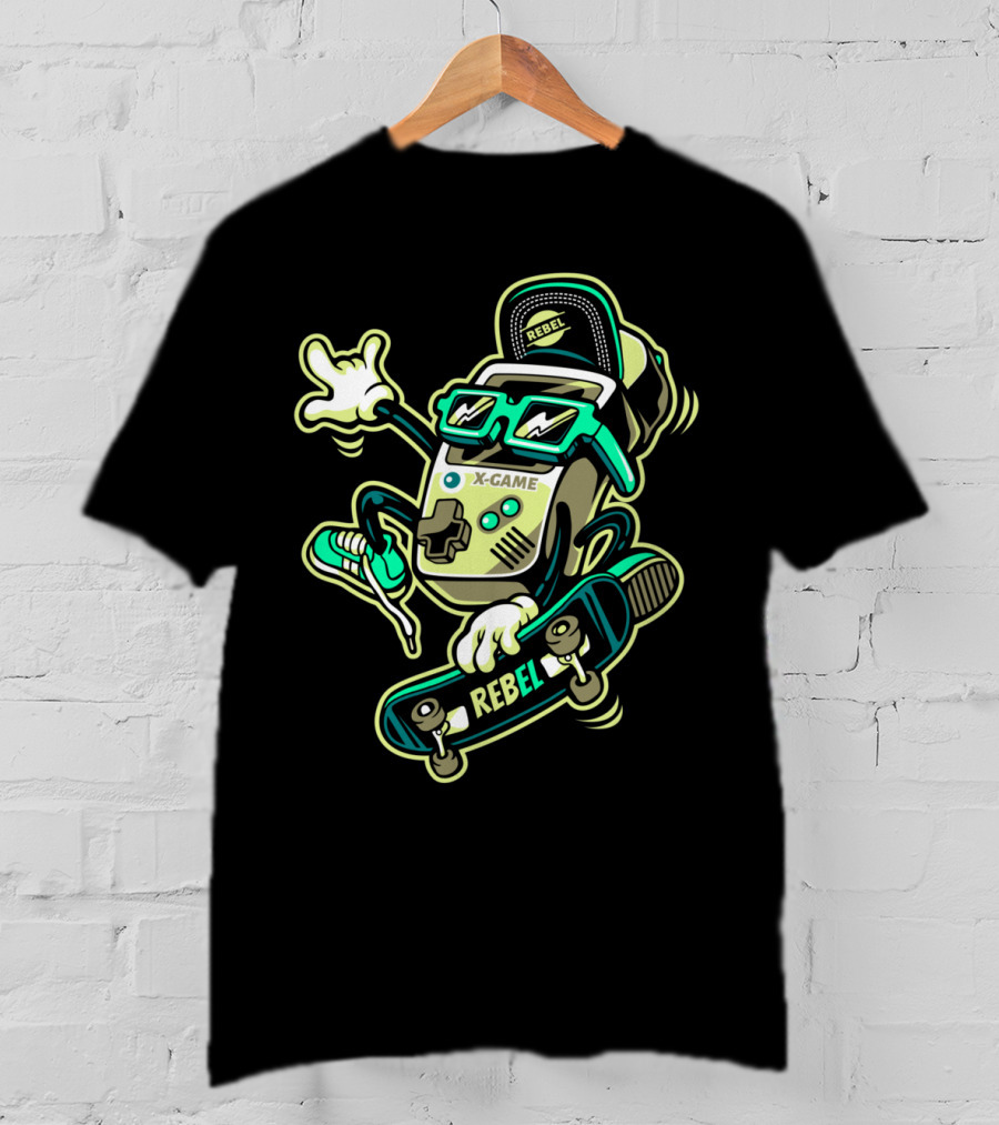 X-Game Rebel Skates Retro Gamer T-Shirt
