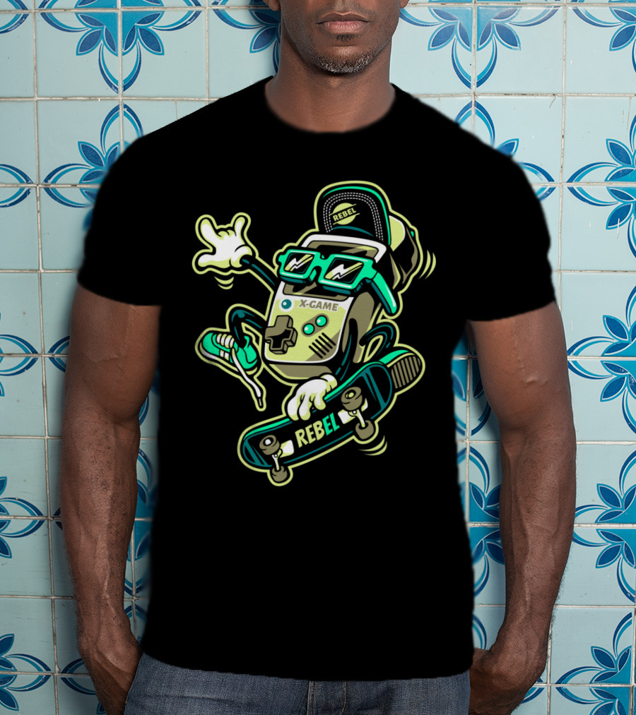 X-Game Rebel Skates Retro Gamer T-Shirt