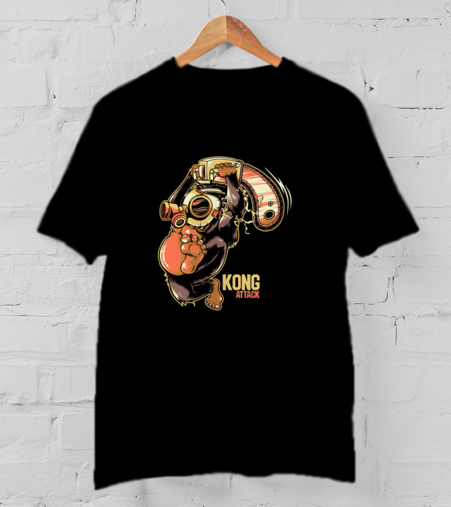 Kong Attack Gas Mask Chainsaw Rampage T-Shirt