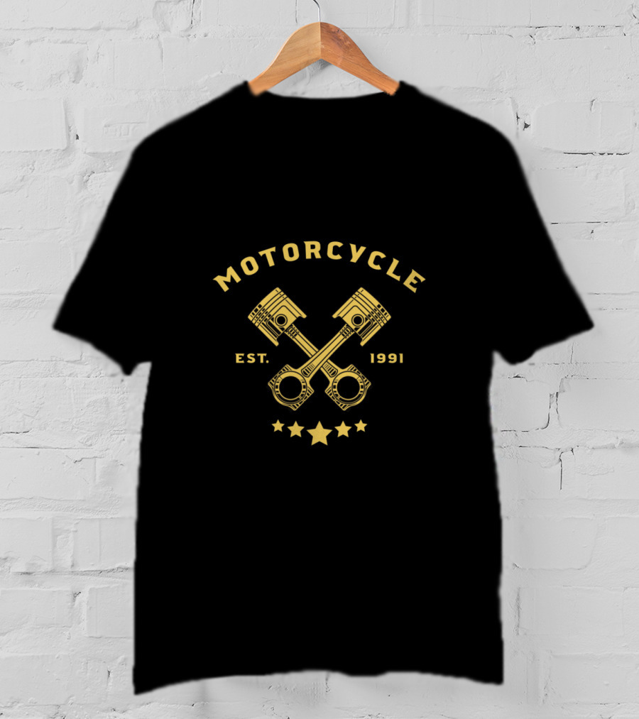 Motorcycle Est. 1991 Crossed Pistons Five Stars T-Shirt