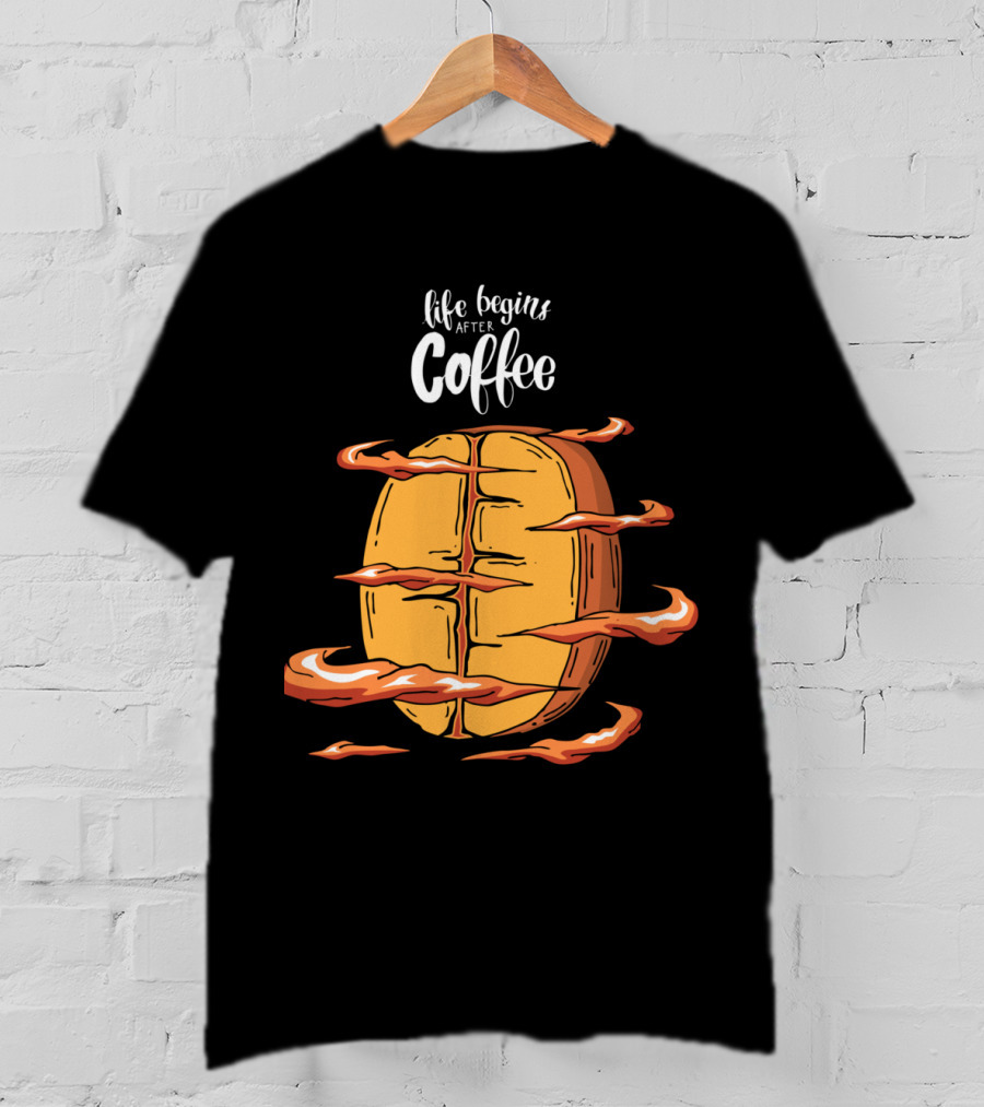 Life Begins After Coffee With Cool Coffee Bean T-Shirt