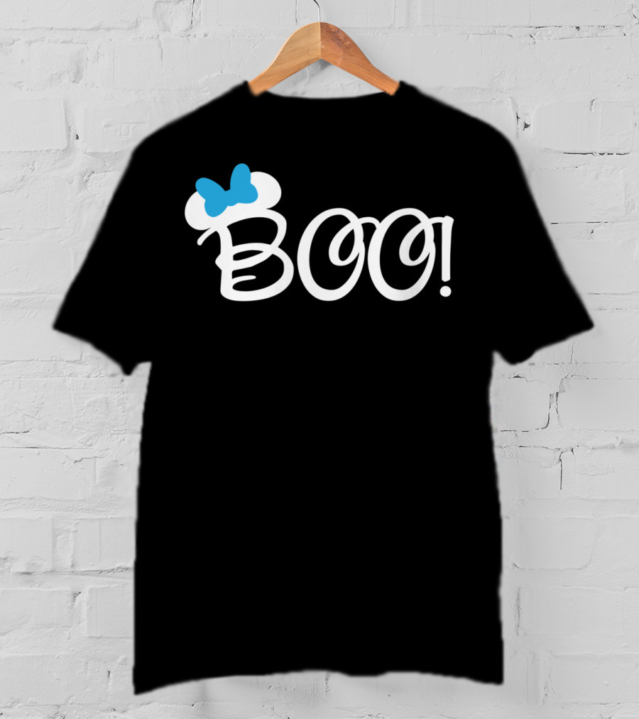 Boo Halloween Blue Bow Cartoon Relaxed Fit T-Shirt