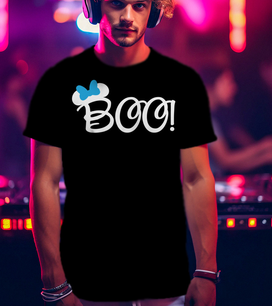 Boo Halloween Blue Bow Cartoon Relaxed Fit T-Shirt