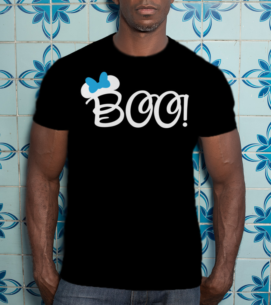 Boo Halloween Blue Bow Cartoon Relaxed Fit T-Shirt
