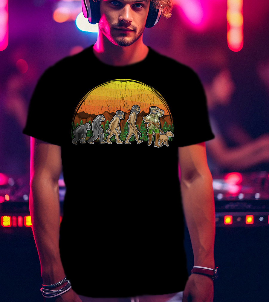 Duck Hunter Goose Grouse Hunting Evolution Sunset Silhouette With Dog T-Shirt