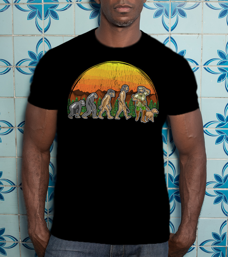 Duck Hunter Goose Grouse Hunting Evolution Sunset Silhouette With Dog T-Shirt
