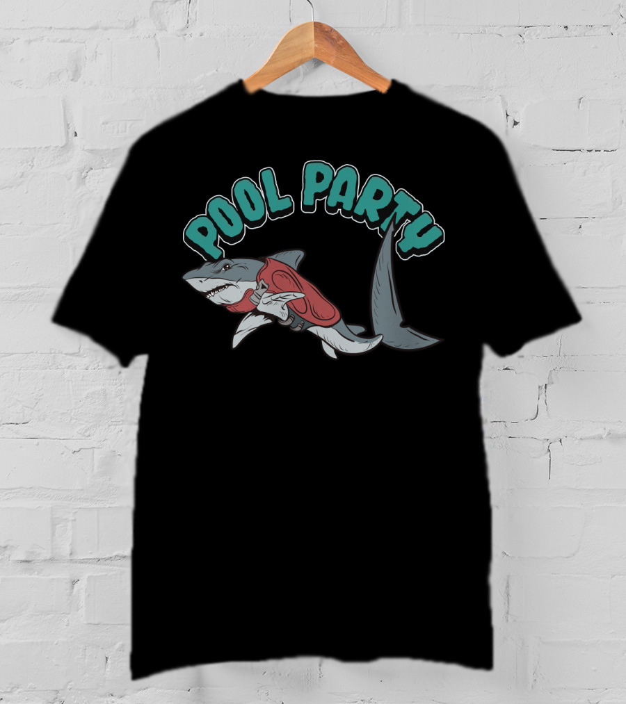 Pool Party Float Shark Summer Beach Swimming T-Shirt