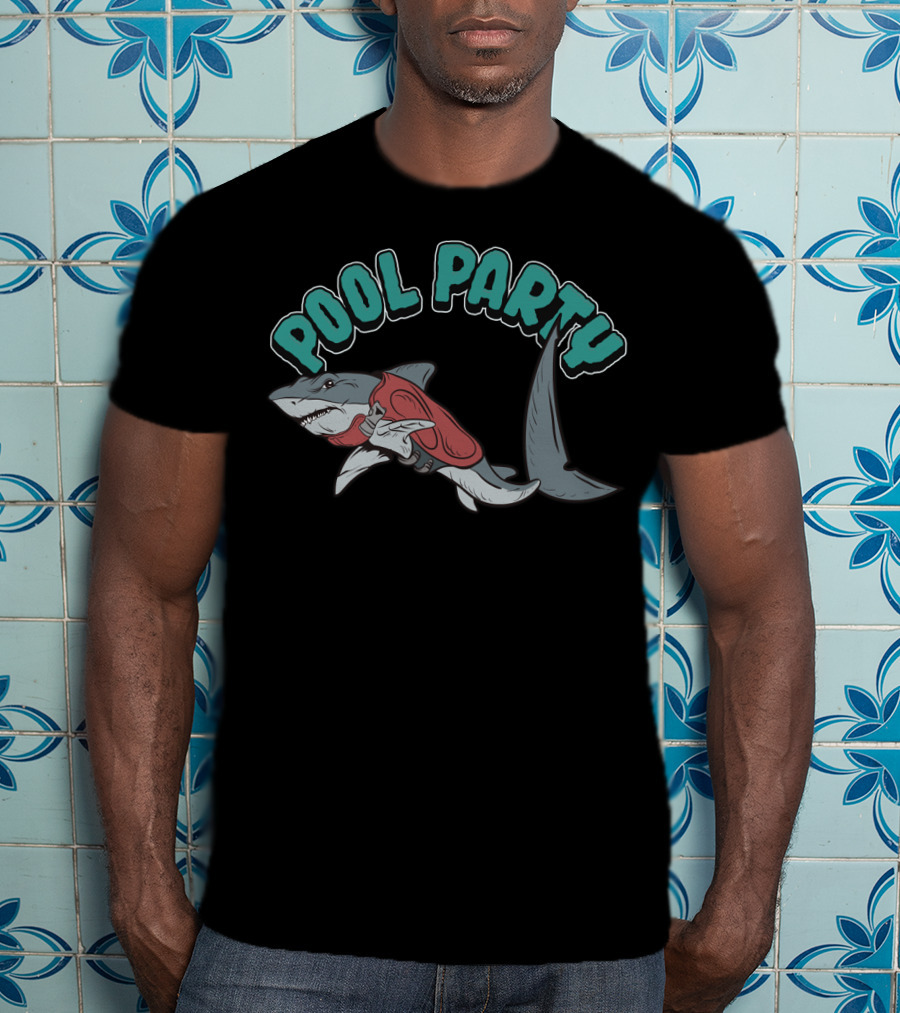 Pool Party Float Shark Summer Beach Swimming T-Shirt