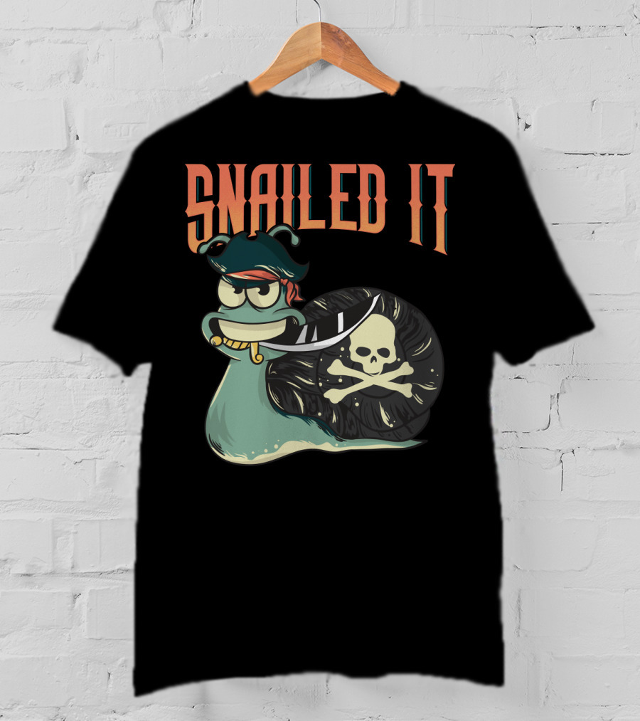 Snailed It Pirate Skull Snail Kawaii T-Shirt