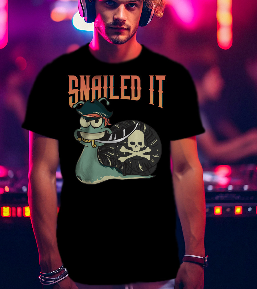 Snailed It Pirate Skull Snail Kawaii T-Shirt