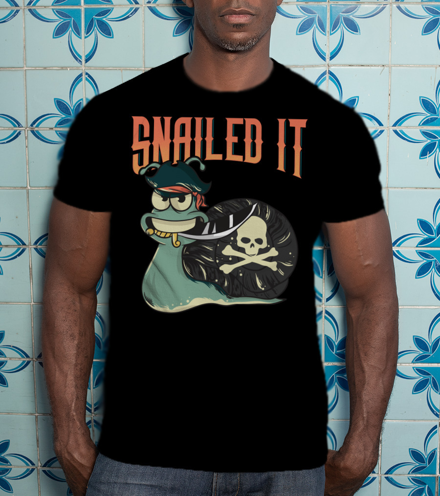 Snailed It Pirate Skull Snail Kawaii T-Shirt