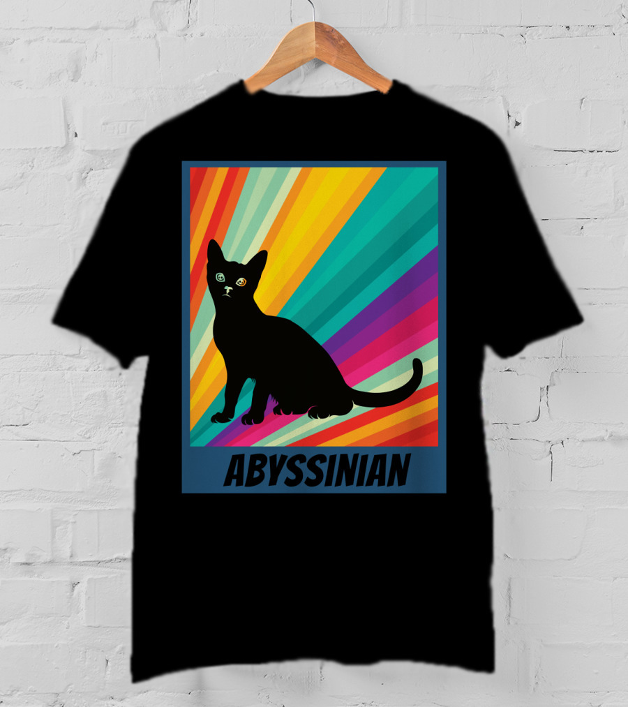 Abyssinian Cat Retro Rainbow T-Shirt