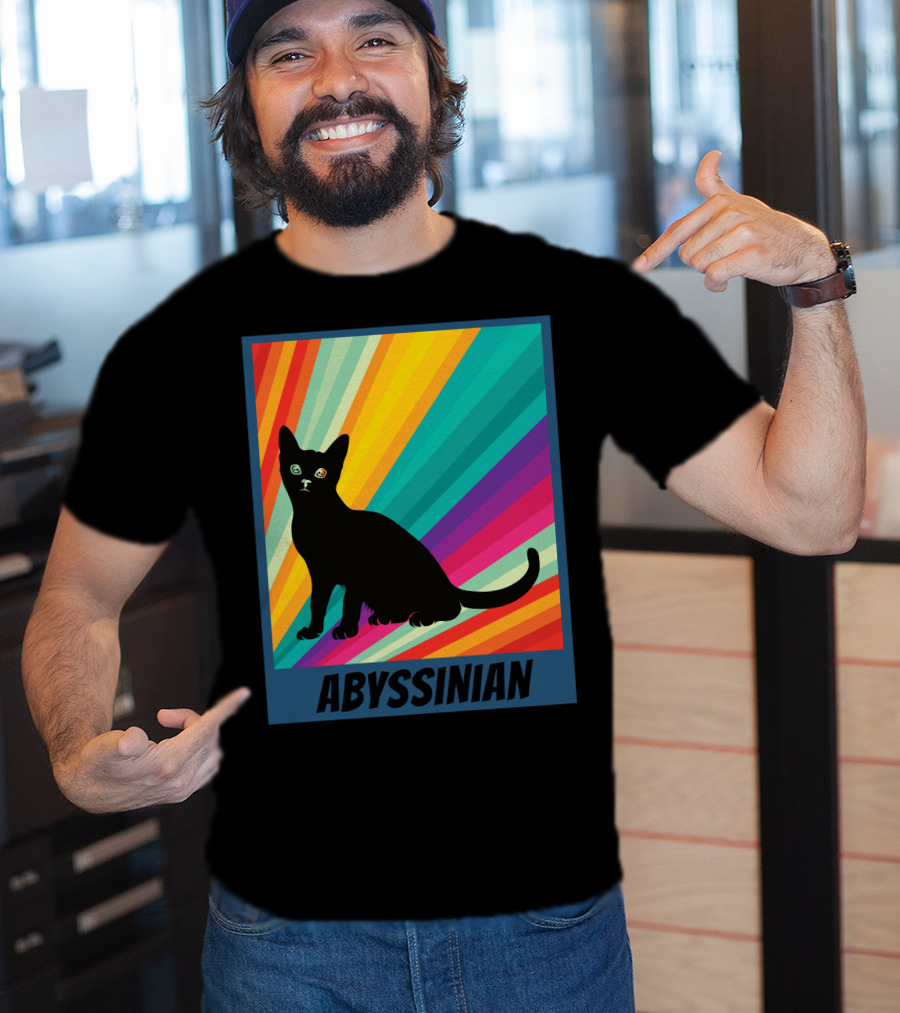 Abyssinian Cat Retro Rainbow T-Shirt