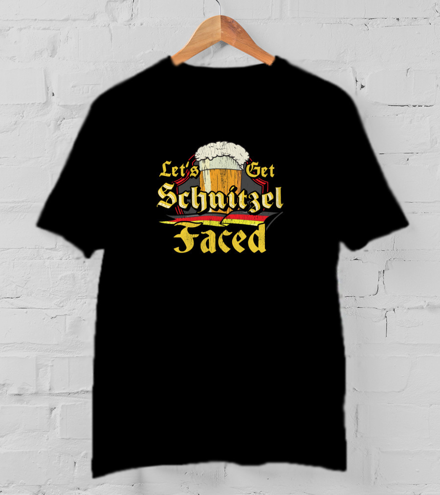 Let's Get Schnitzel Faced With Beer Stein And German Flag Elements T-Shirt