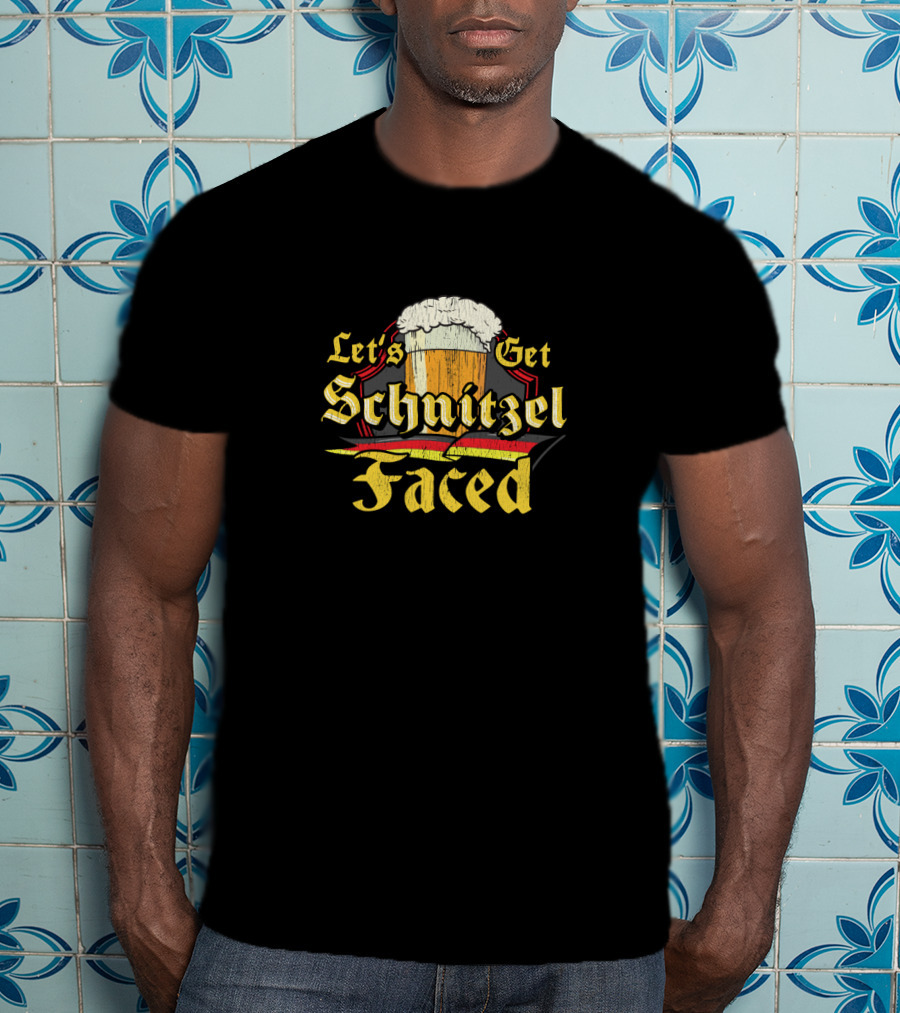 Let's Get Schnitzel Faced With Beer Stein And German Flag Elements T-Shirt