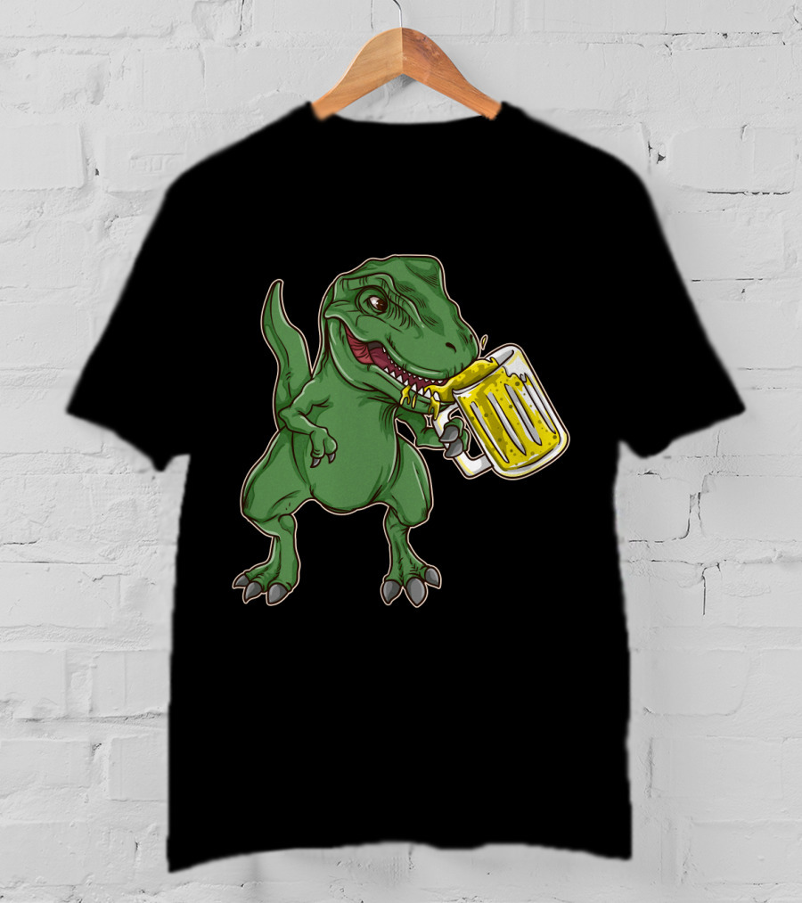 Dinosaur Prost Oktoberfest Drinking Team Let's Get Wrecked T-Shirt