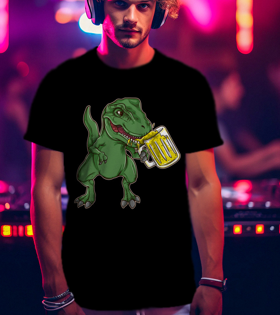 Dinosaur Prost Oktoberfest Drinking Team Let's Get Wrecked T-Shirt