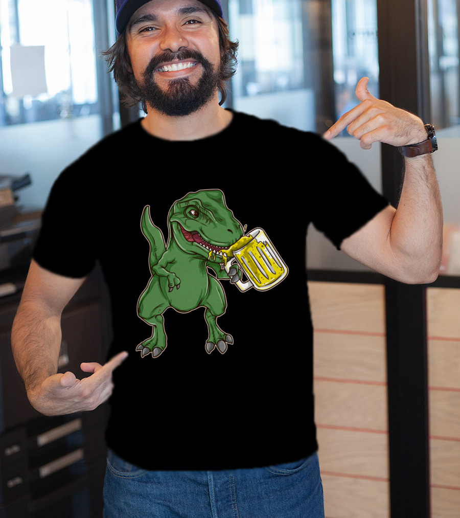 Dinosaur Prost Oktoberfest Drinking Team Let's Get Wrecked T-Shirt