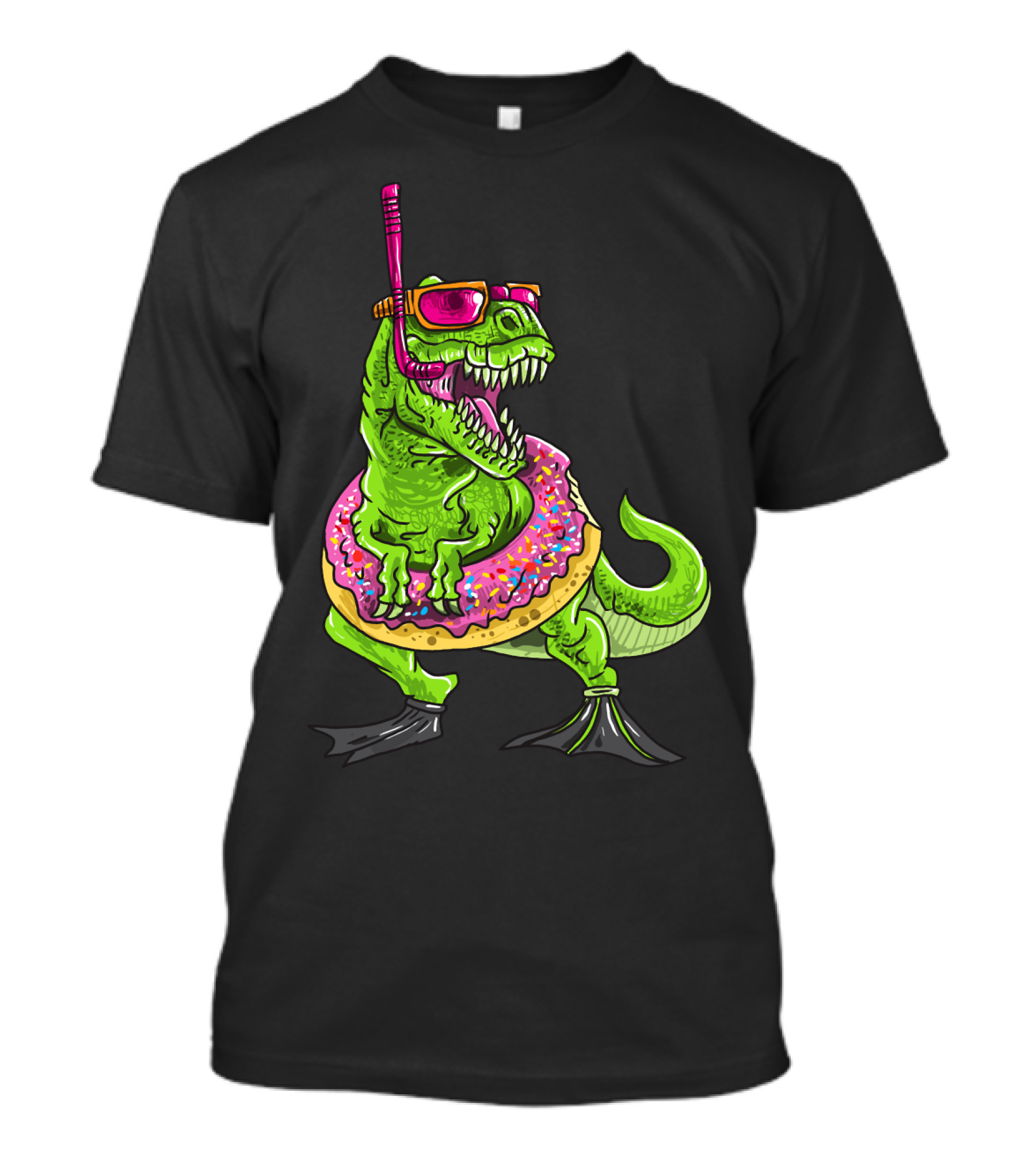 Dinosaur Snorkeling Donut Float Summer Pool Party T-Shirt