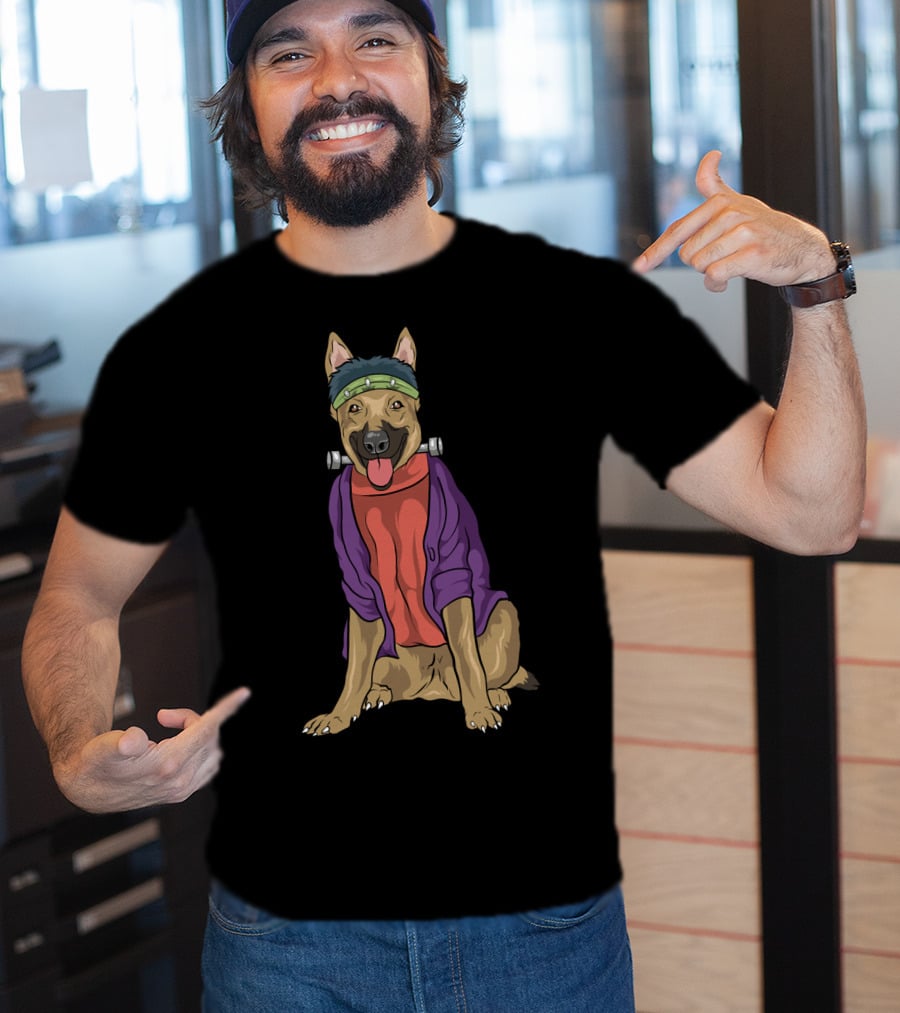 German Shepherd Frankenstein Monster Dog Halloween Humor T-Shirt