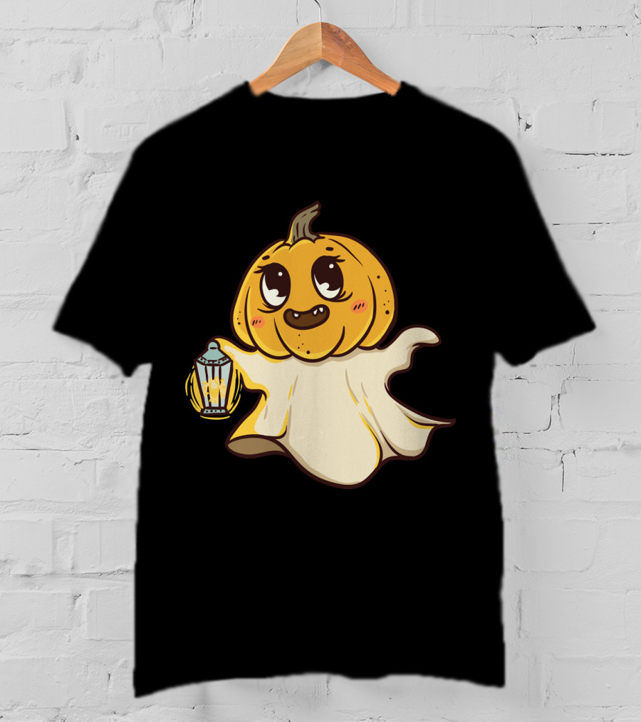 Ghost Pumpkin Kawaii Lantern-Faced Jack O' Lantern T-Shirt