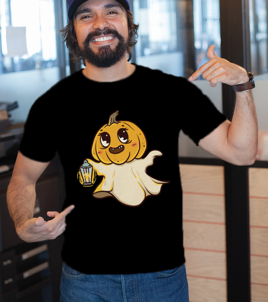 Ghost Pumpkin Kawaii Lantern-Faced Jack O' Lantern T-Shirt