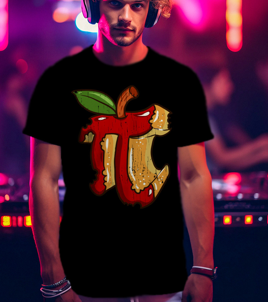 Math Teacher Apple Pi Day 3.14 Funny Math Pun Back To School Apple Core Pi T-Shirt