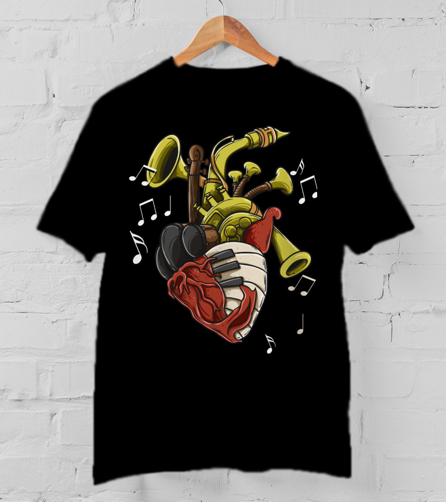Musician Heart Love Music Passion Musical Instruments Notes T-Shirt