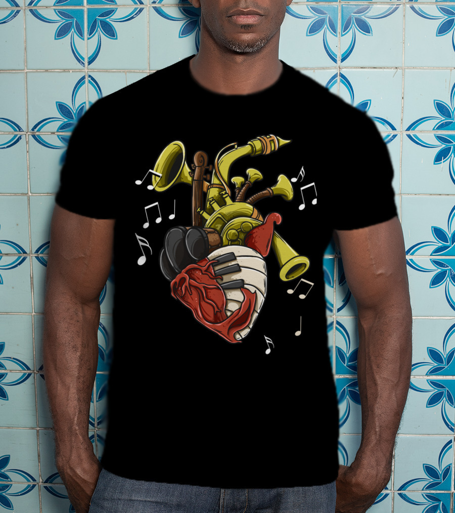 Musician Heart Love Music Passion Musical Instruments Notes T-Shirt