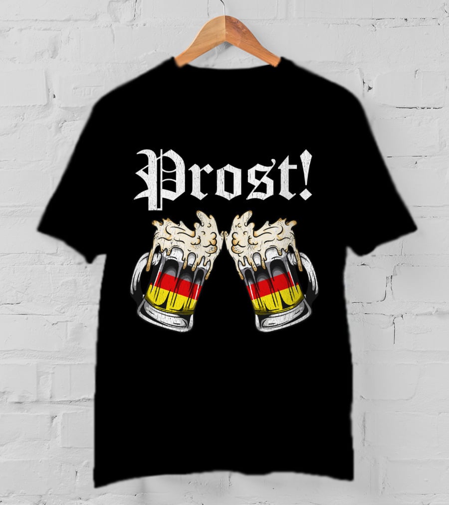 Prost Cheers Oktoberfest Beer German Flag Mugs T-Shirt