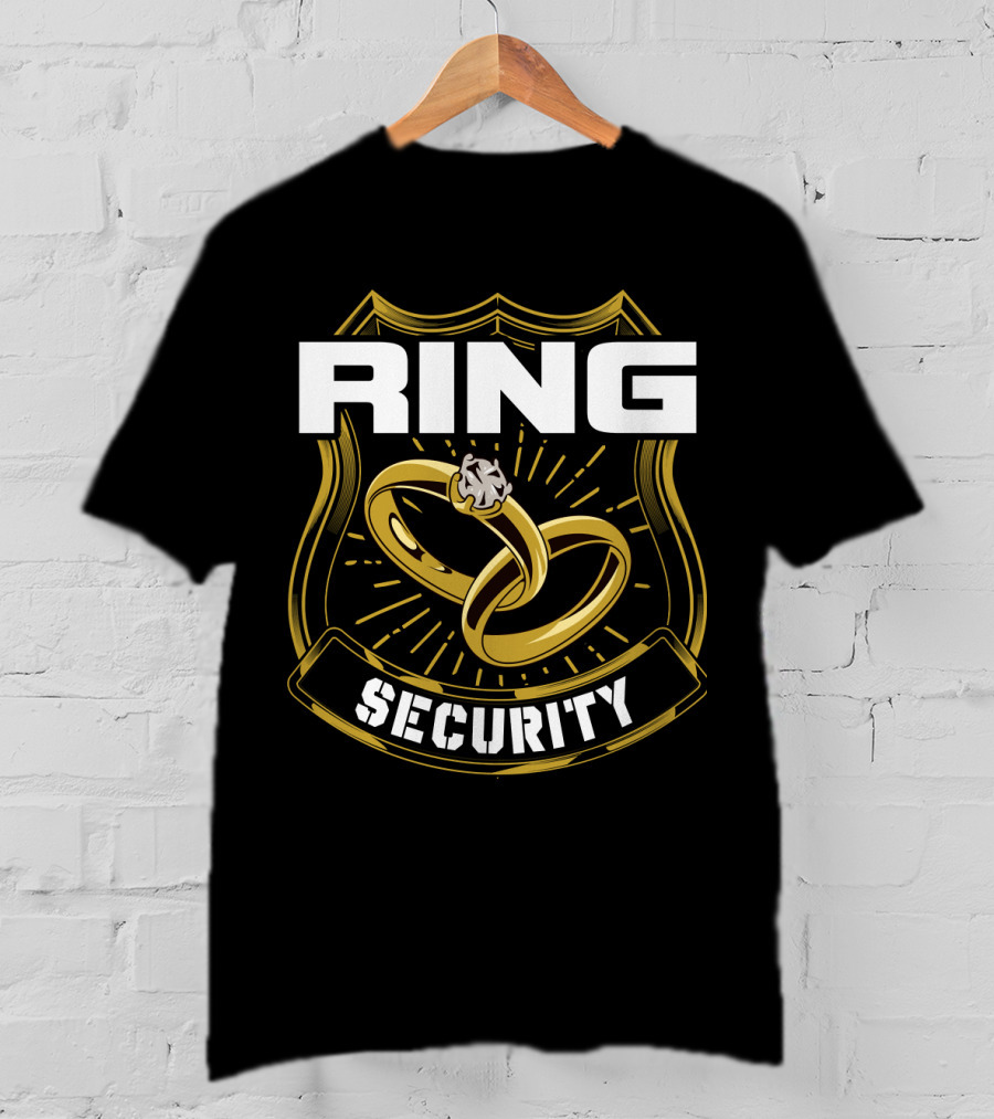 Ring Security Wedding Party Badge With Gold Rings T-Shirt